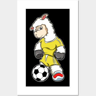 Alpaca as Soccer player with Soccer ball Posters and Art